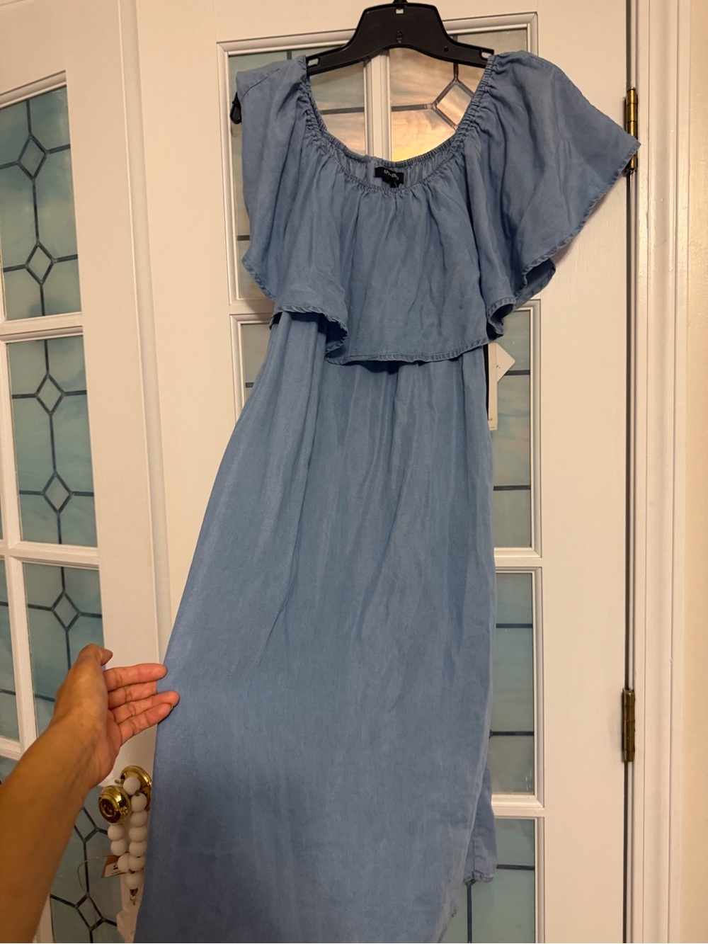 Sharagano Light Blue Off-Shoulder Top